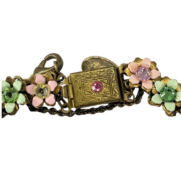 Michael Negrin Flower Bracelet 7" Multicolored Rhinestone Spring Jewelry - Picture 7 of 13